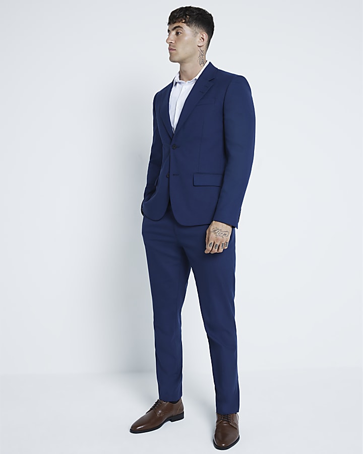 Blue slim fit suit jacket