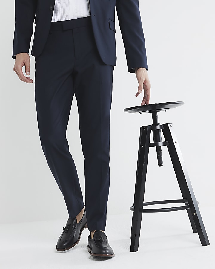 Navy Stretch Skinny Fit Suit Trousers