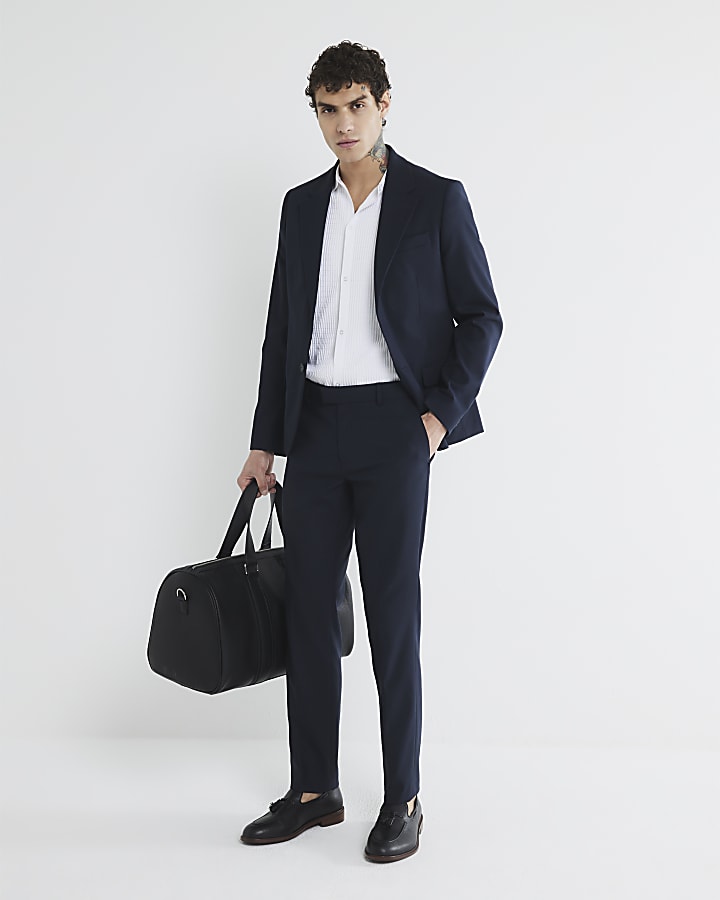 Navy skinny fit suit trousers