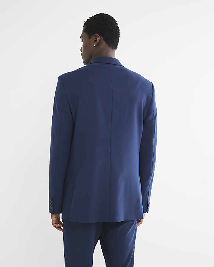 Blue regular fit suit jacket