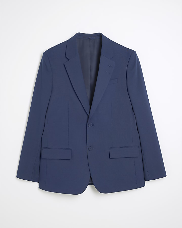 Blue regular fit suit jacket