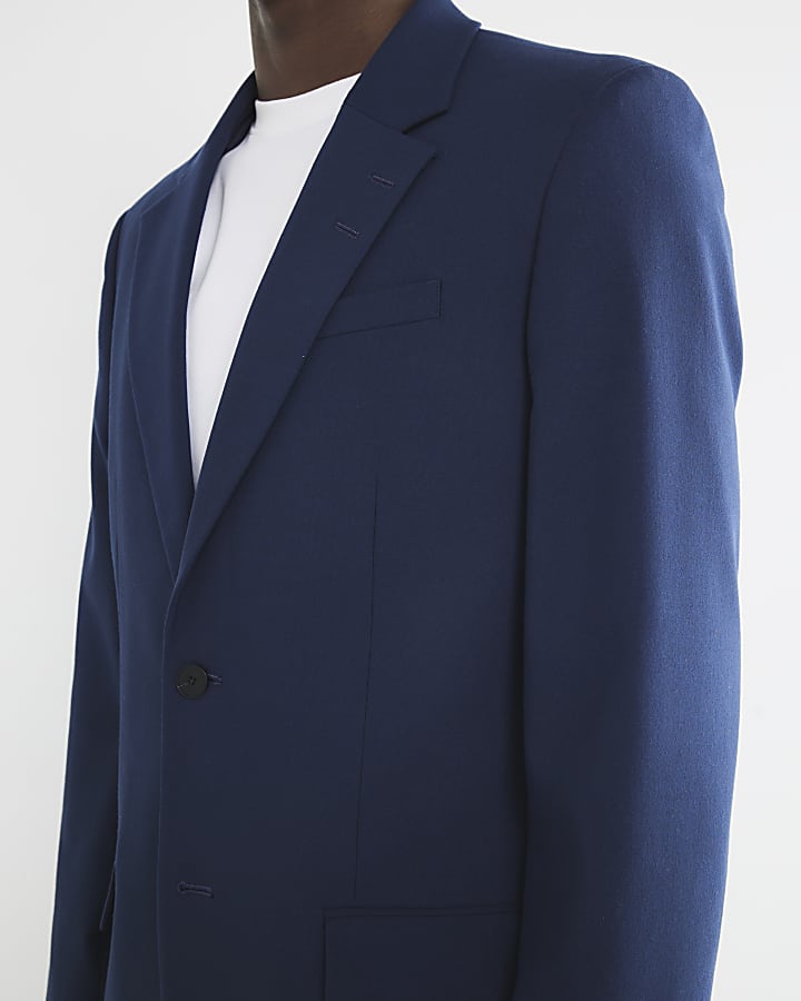 Blue regular fit suit jacket