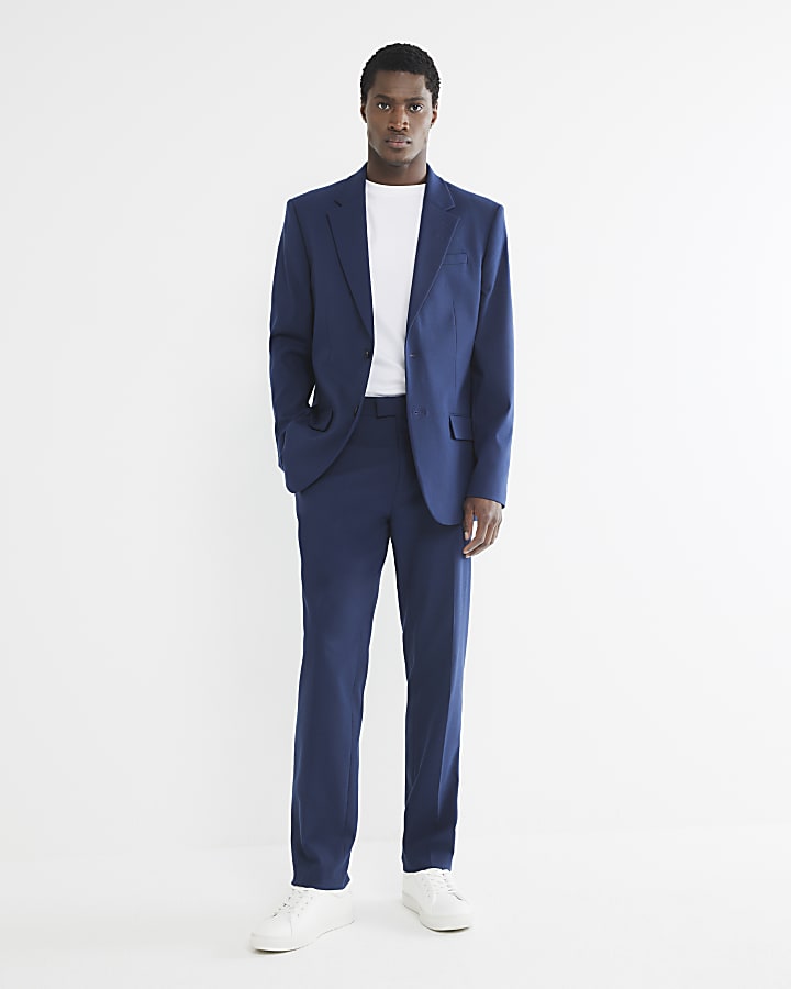 Blue regular fit suit jacket