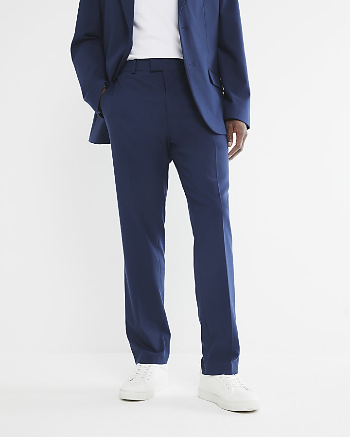 Blue regular fit suit trousers