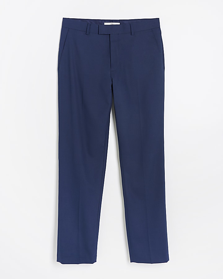 Blue regular fit suit trousers