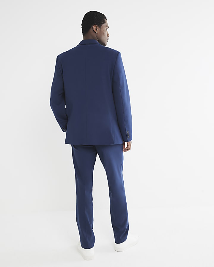 Blue regular fit suit trousers
