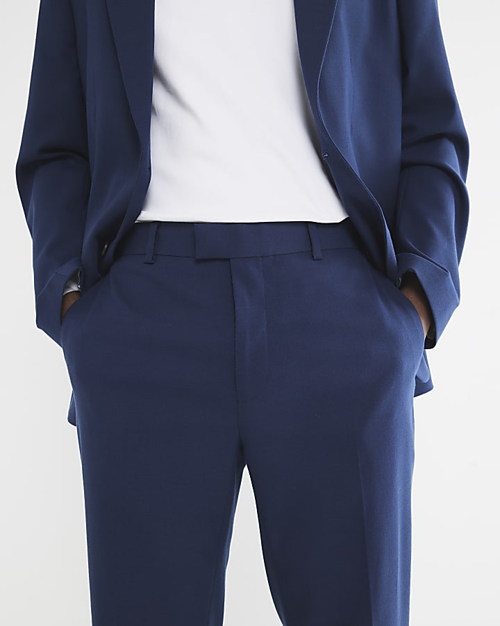 Blue regular fit suit trousers