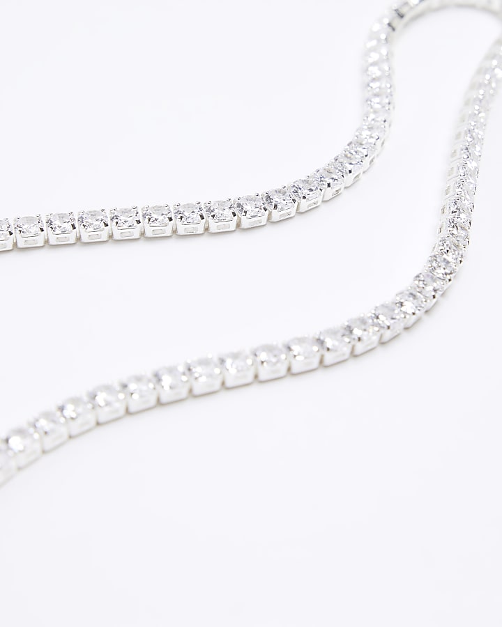 Silver plated diamante necklace