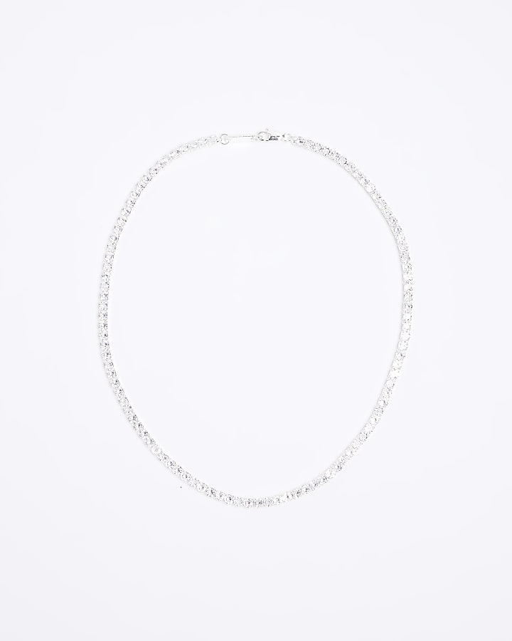 Silver plated diamante necklace