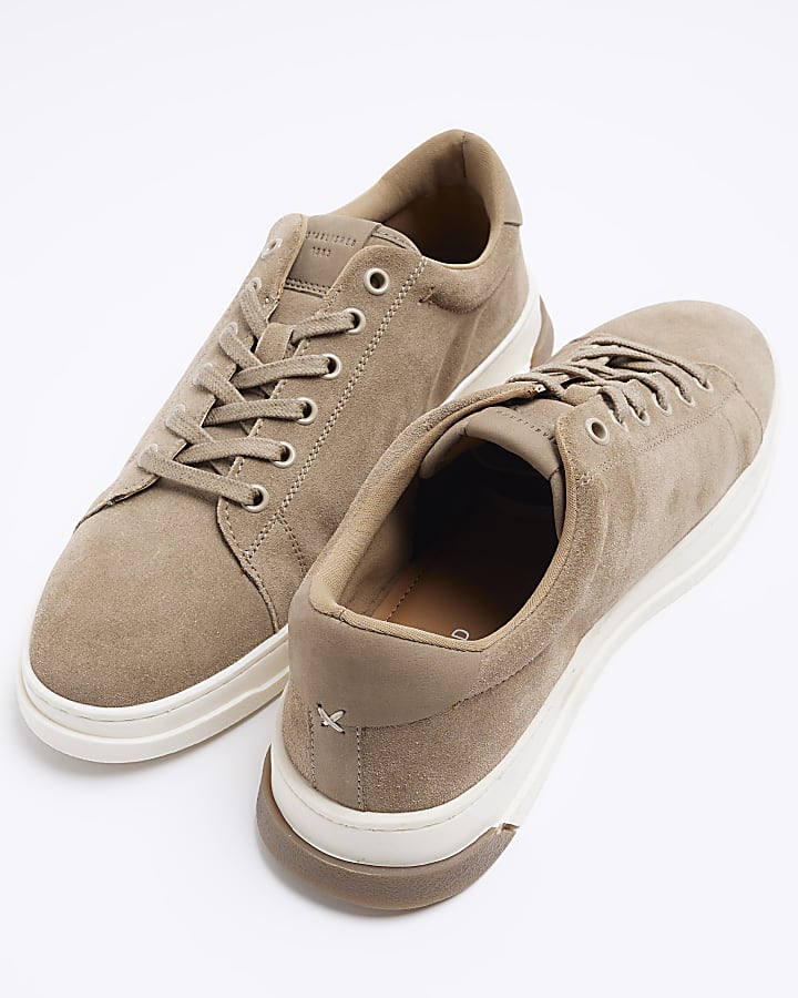Beige suede trainers