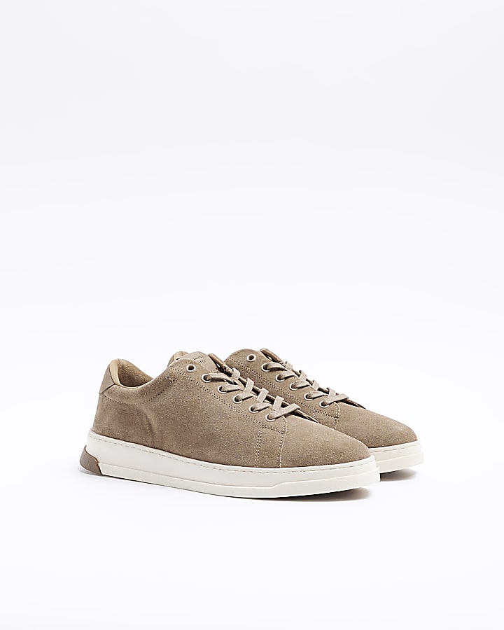 Beige suede trainers