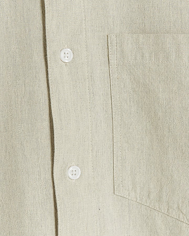 Beige regular fit linen blend shirt