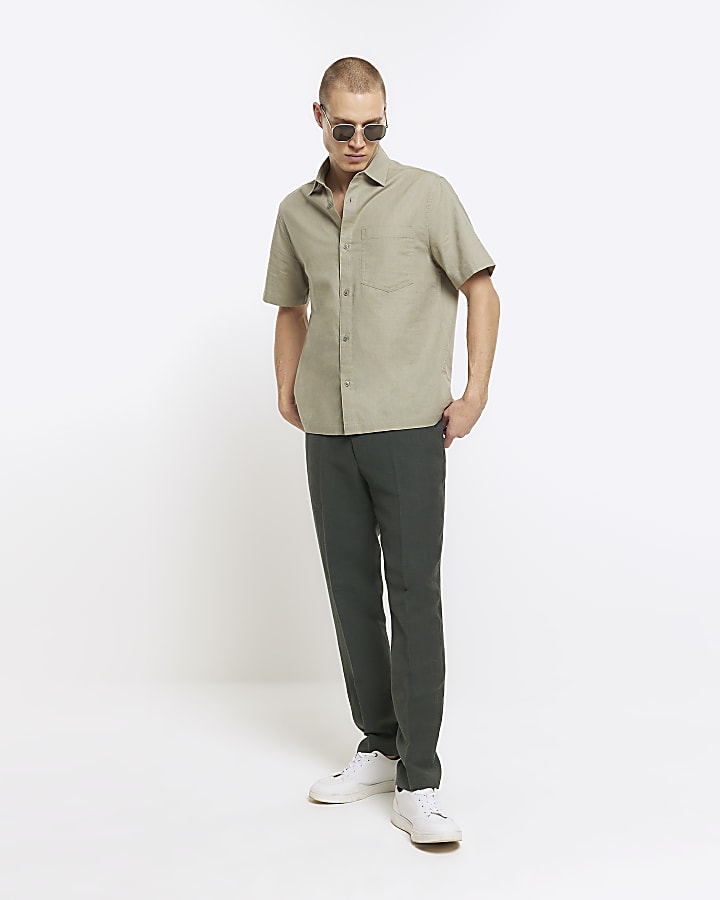 Green Regular Fit Linen blend Shirt