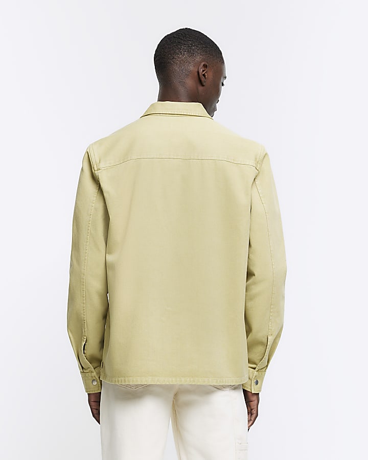 Washed yellow regular fit overshirt