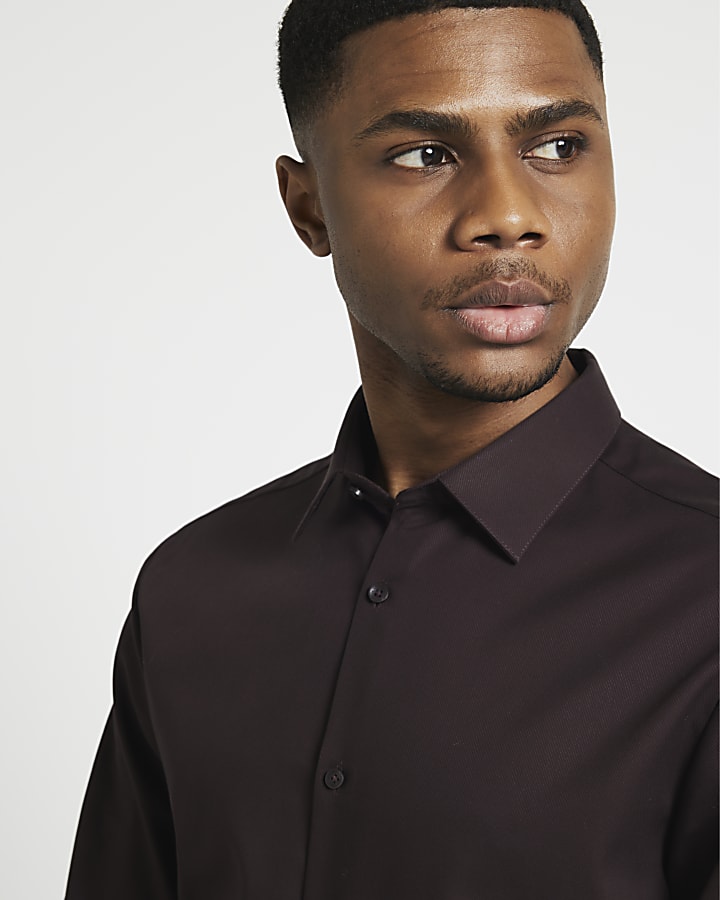 Brown slim fit premium smart shirt