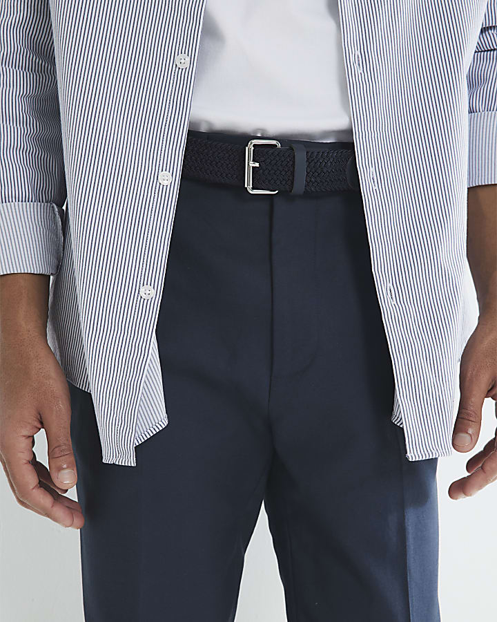 Navy slim fit smart chino trousers