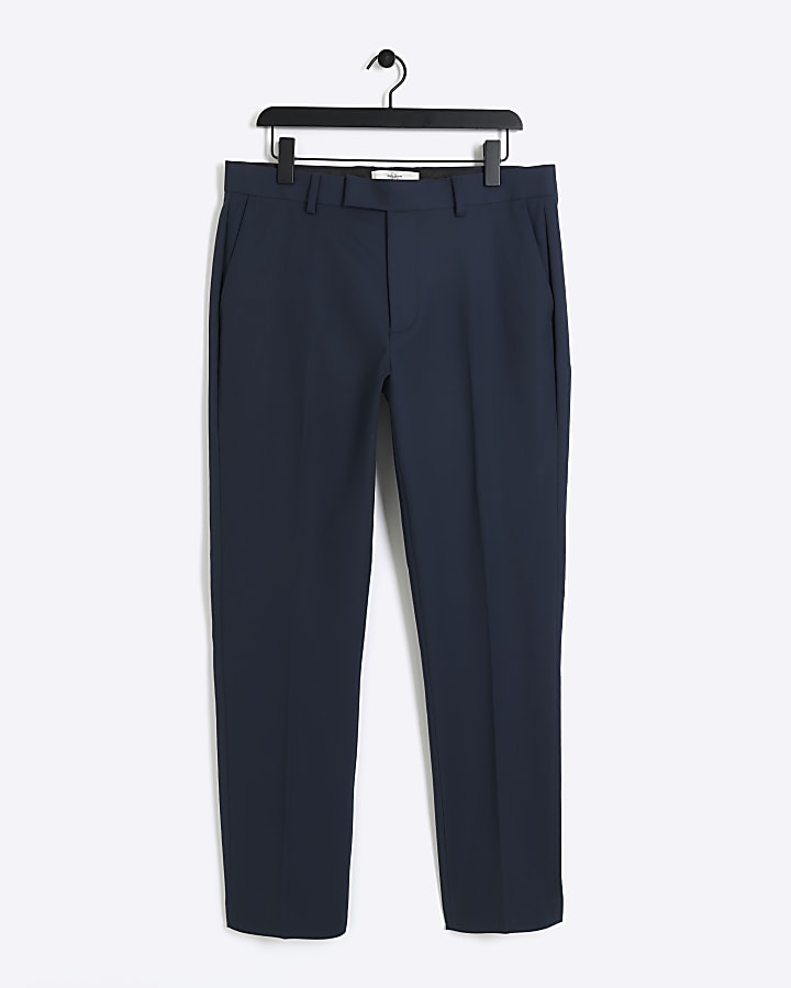 Navy slim fit smart chino trousers