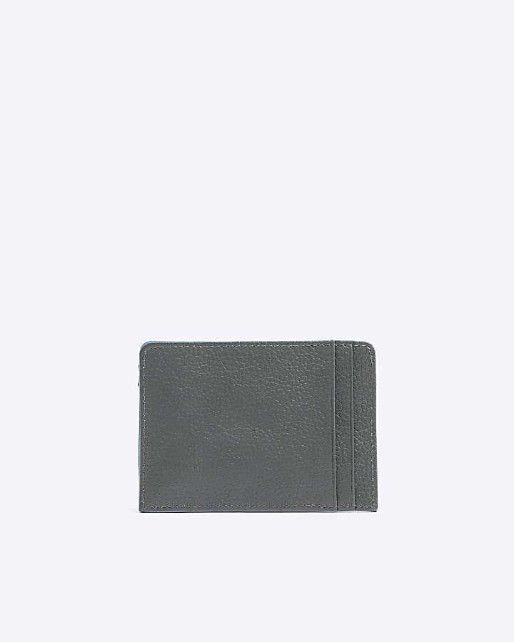 Grey leather pebbled card holder