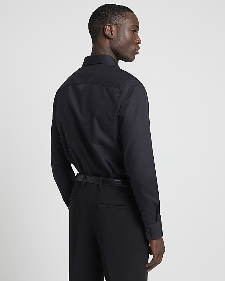 Black slim fit smart shirt
