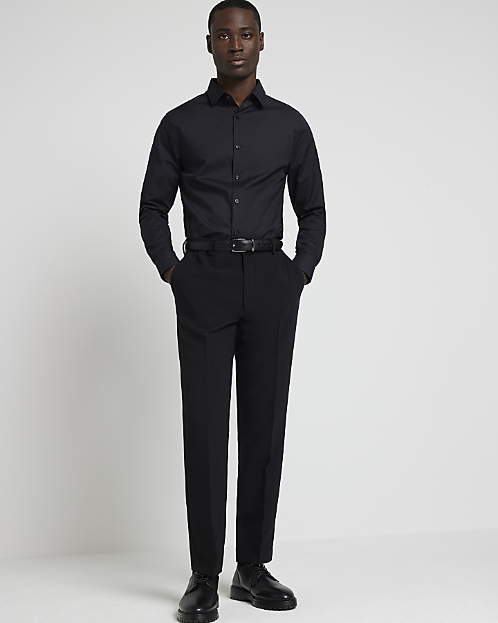 Black slim fit smart shirt