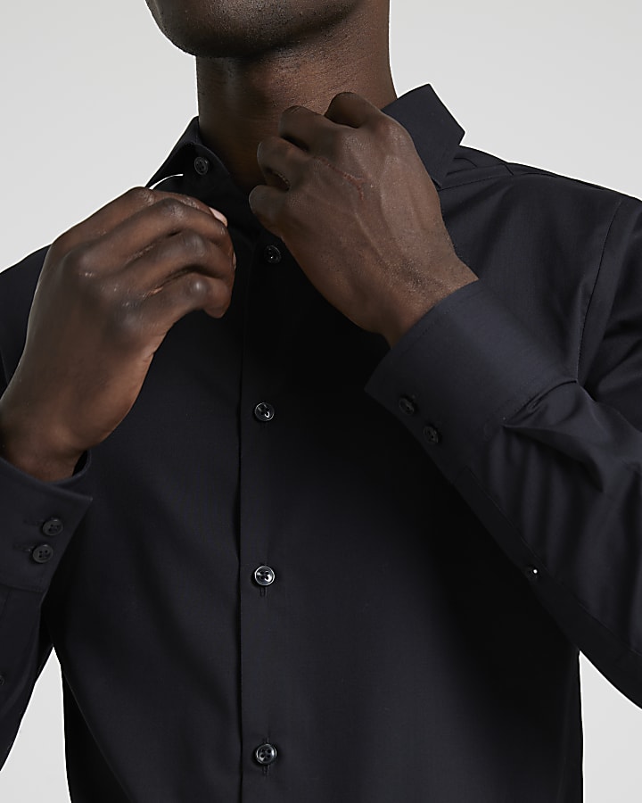 Black slim fit smart shirt