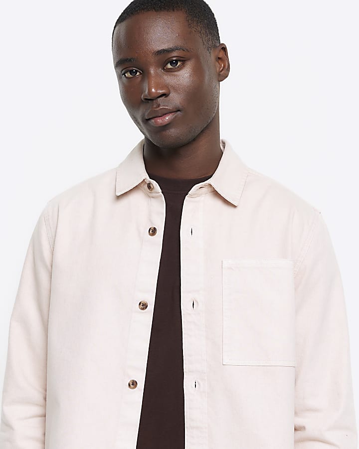 Pink regular fit chest pocket shirt