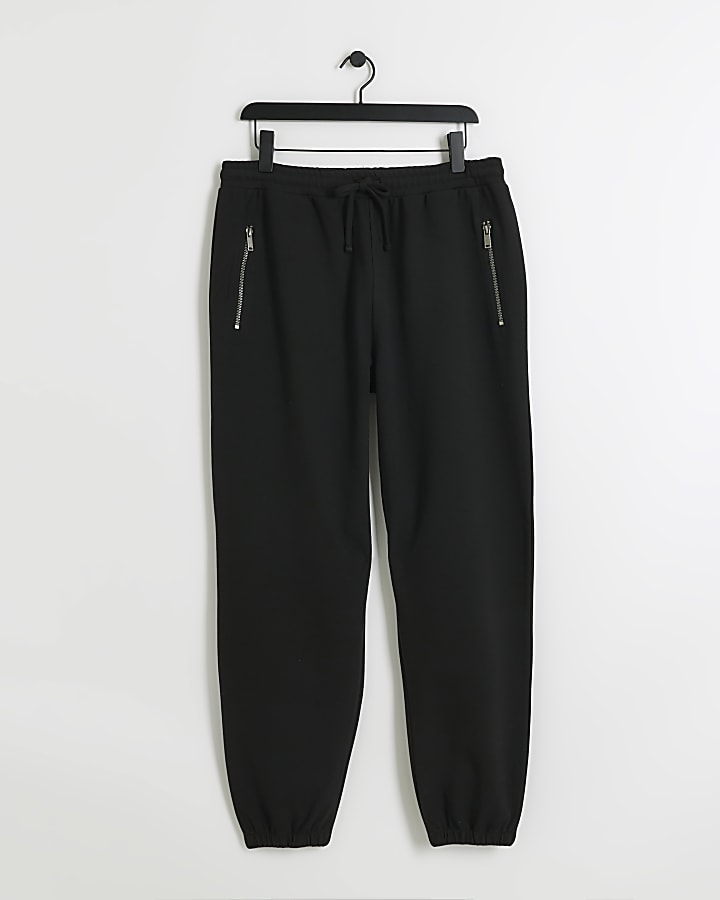 Black slim fit textured smart joggers