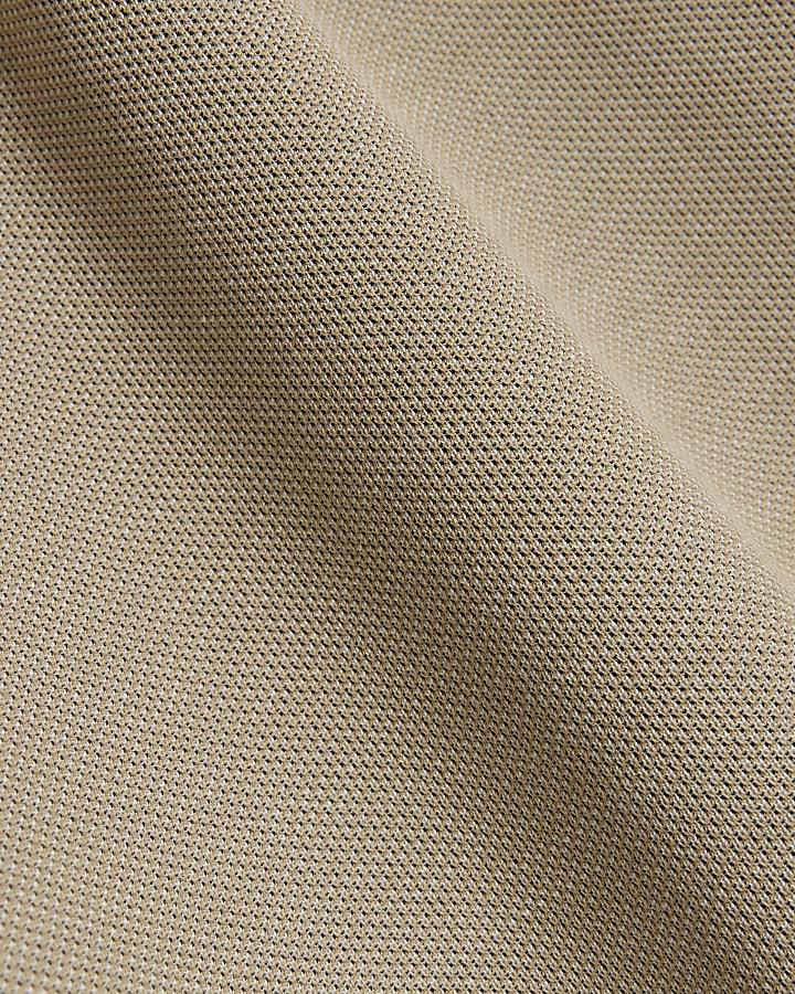 Beige slim fit textured smart joggers