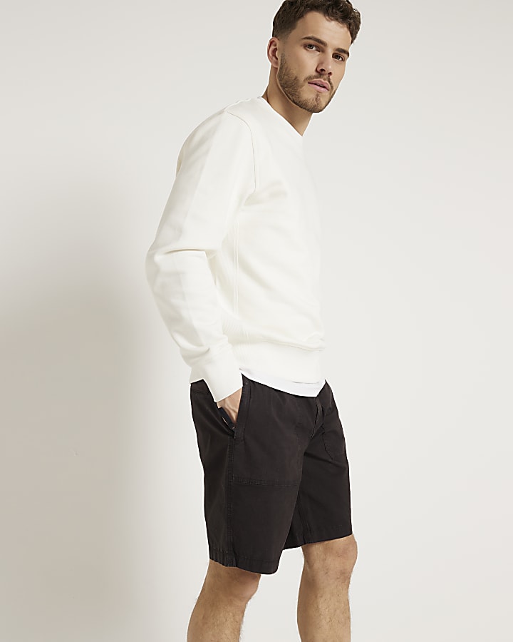 Black slim fit casual workwear shorts