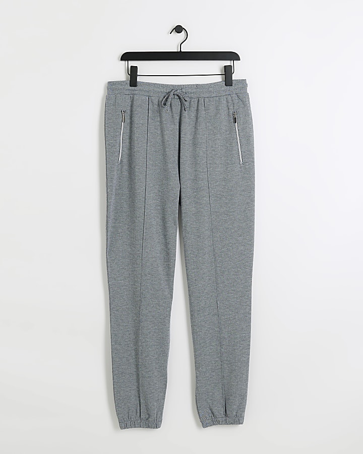 Grey slim fit smart herringbone joggers