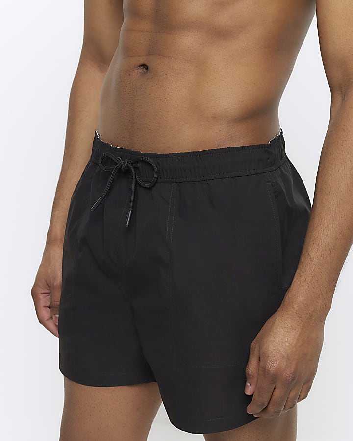 Black regular fit swim shorts