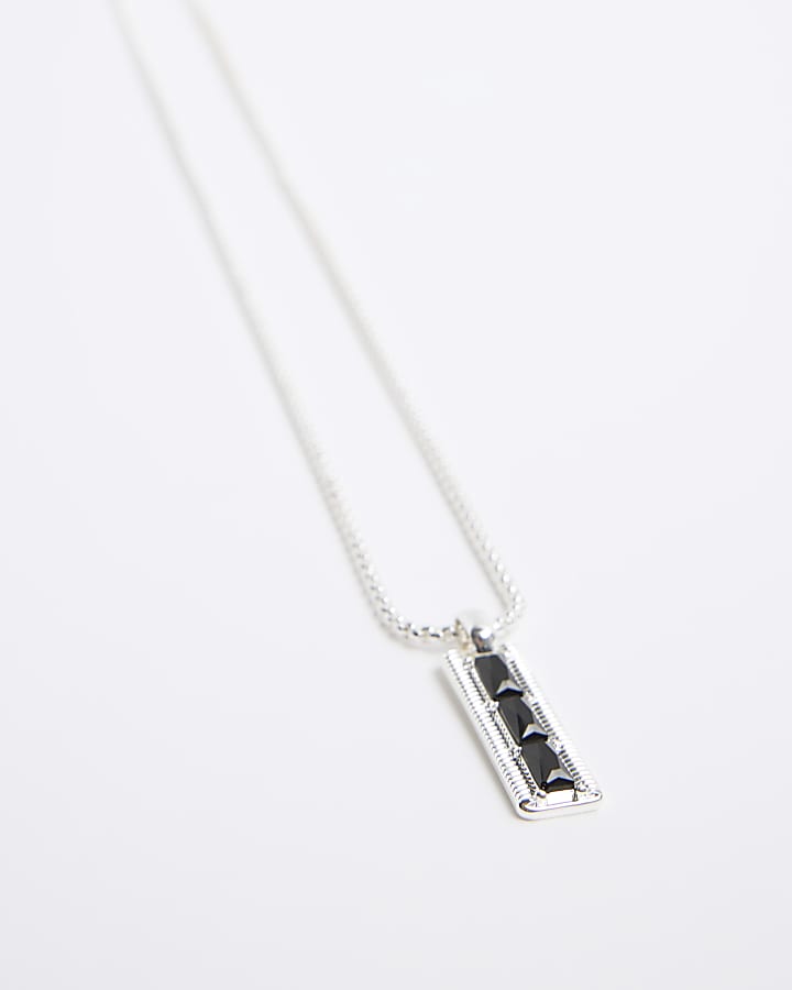 Black bar pendant necklace