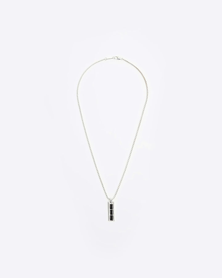 Black bar pendant necklace