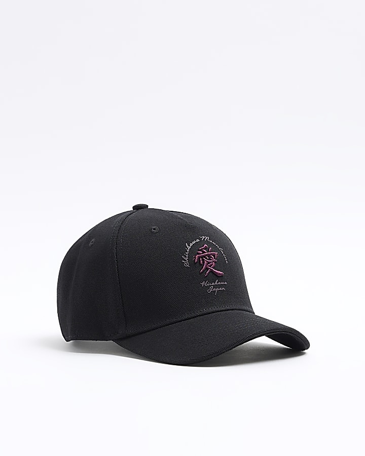 Black canvas Japanese embroidered cap