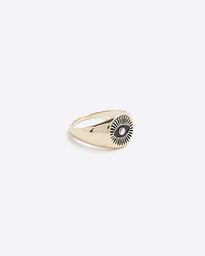 Gold Colour Eye Signet Ring