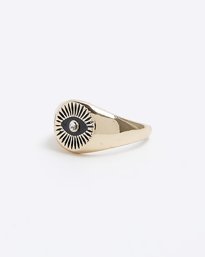 Gold Colour Eye Signet Ring