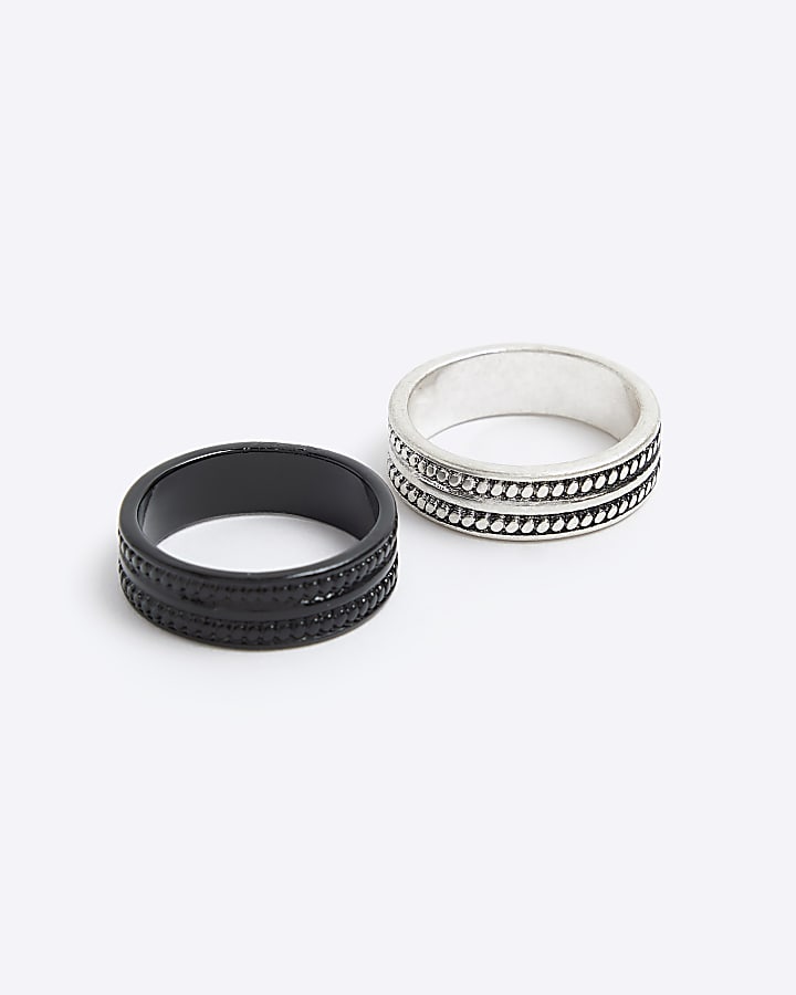 Silver Textured Rings Multipack