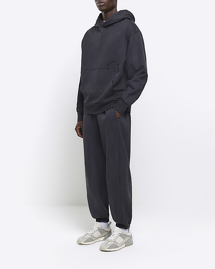 Washed black oversized fit joggers