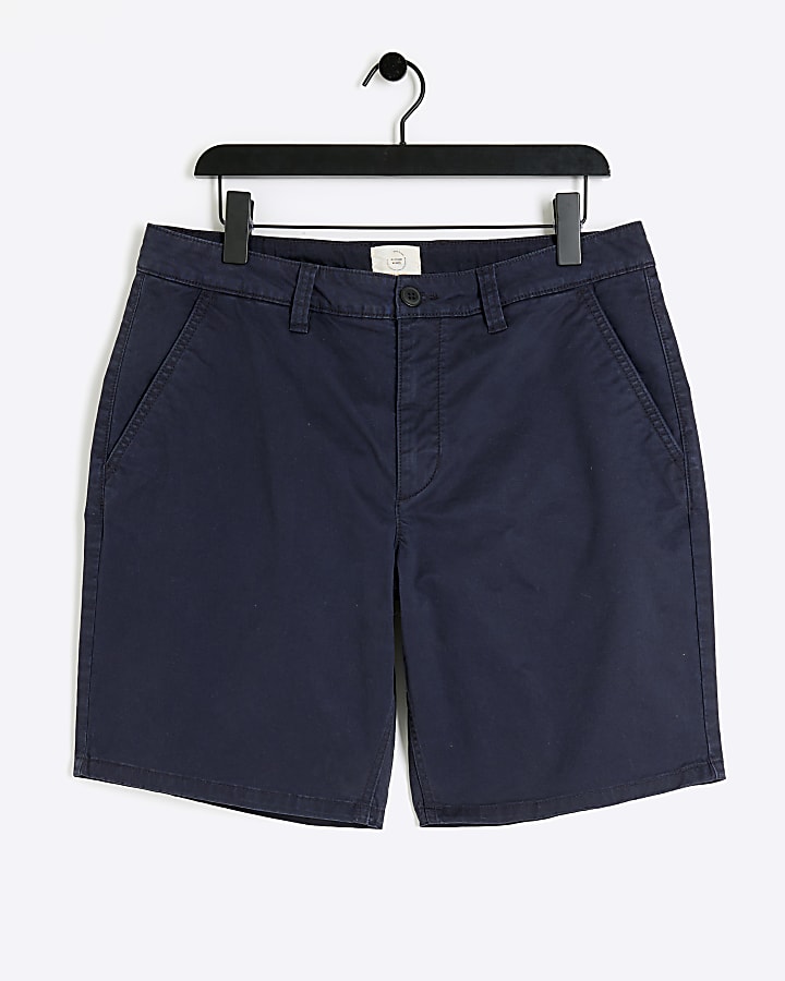 Navy slim fit casual chino shorts