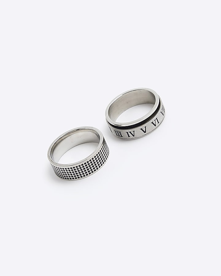 Silver stainless steel roman numeral ring