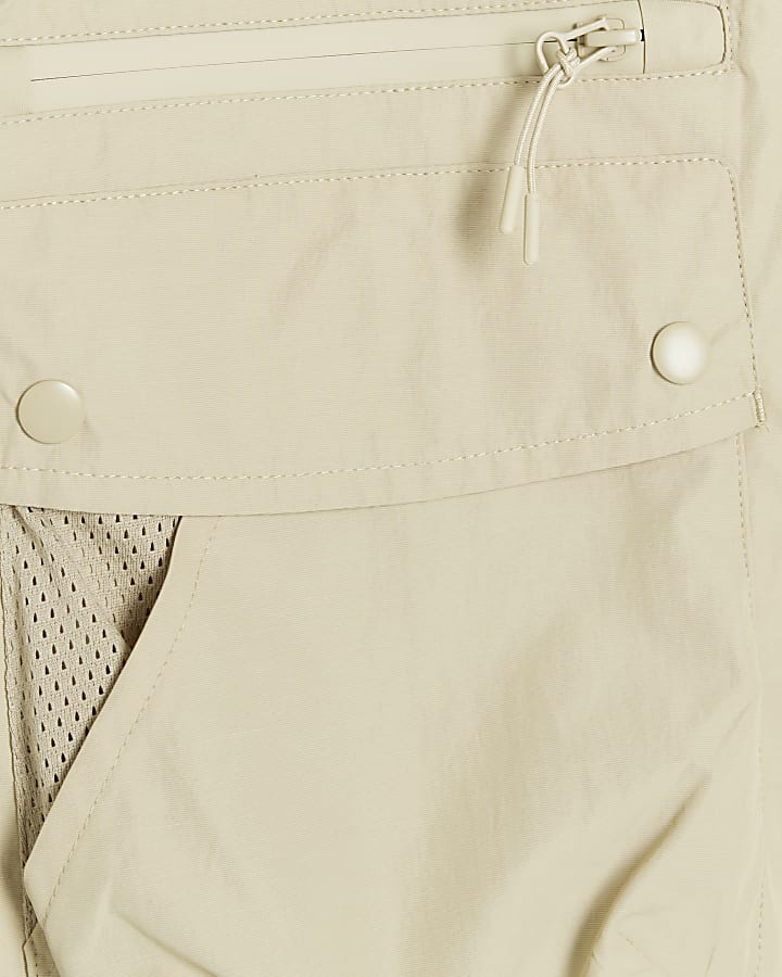 Beige regular fit utility gilet