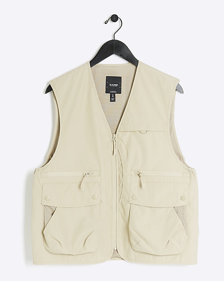 Stone regular fit utility gilet