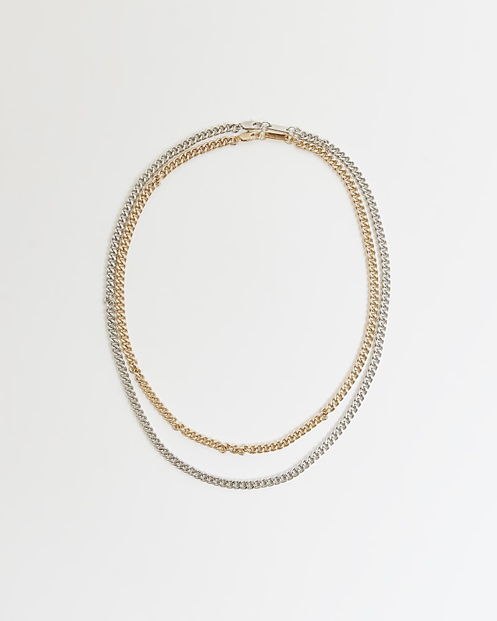 Gold colour chain necklace multipack