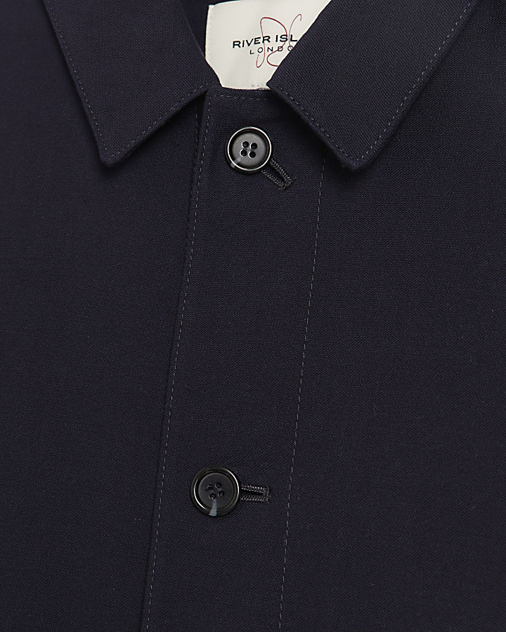 Navy slim fit cotton overshirt