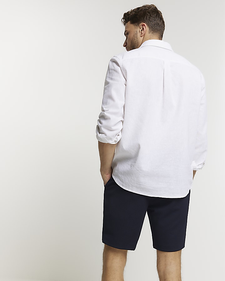 Navy Slim Fit Waffle Shorts