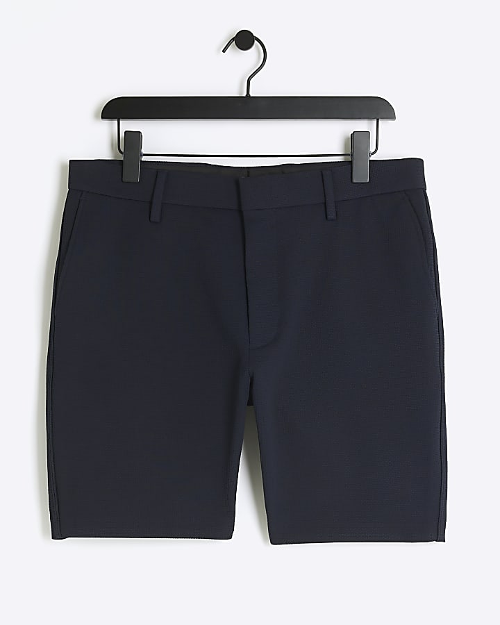 Navy Slim Fit Waffle Shorts