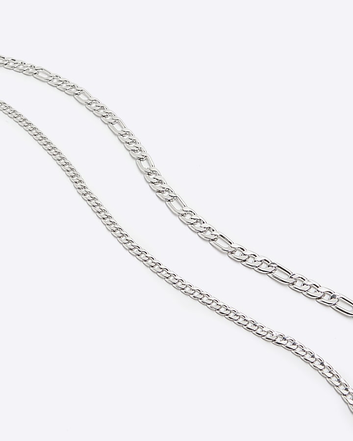 2PK silver colour chain necklace