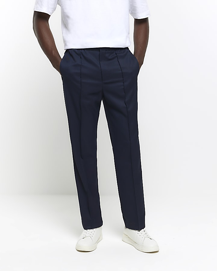 Navy slim fit smart joggers