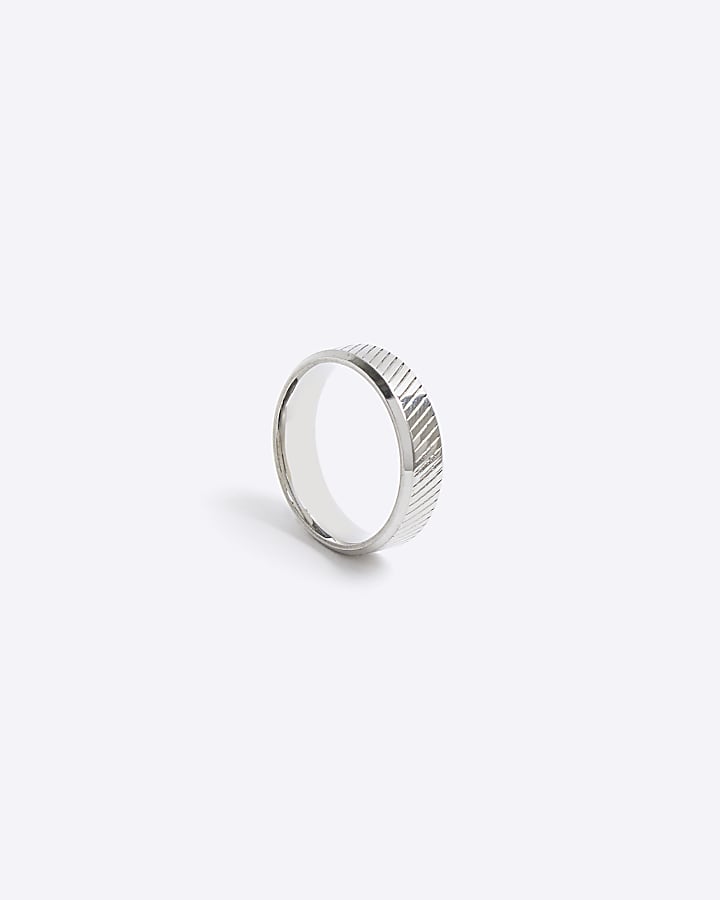 Silver colour slash ring