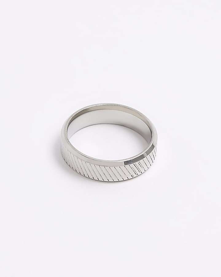 Silver colour slash ring